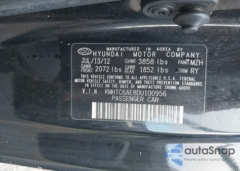 2013 Hyundai Veloster Turbo W/Blue из США, поврежденный, VIN KMHTC6AE8DU100956